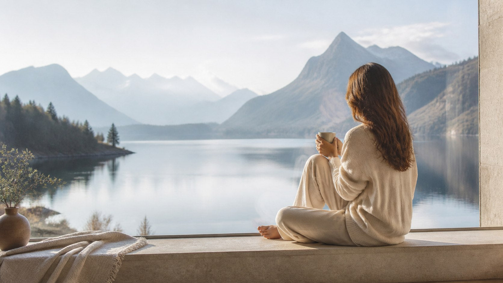 A quiet moment overlooking a mountain lake